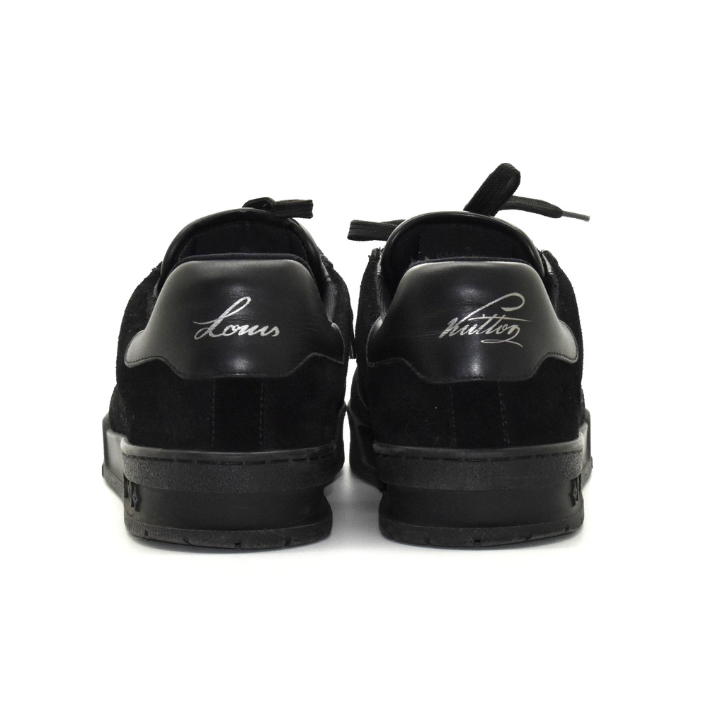 F0 Auth LOUIS VUITTON Black Suede & Leather LV Trainer Uniform Sneakers Size 6.5 - Picture 6 of 11